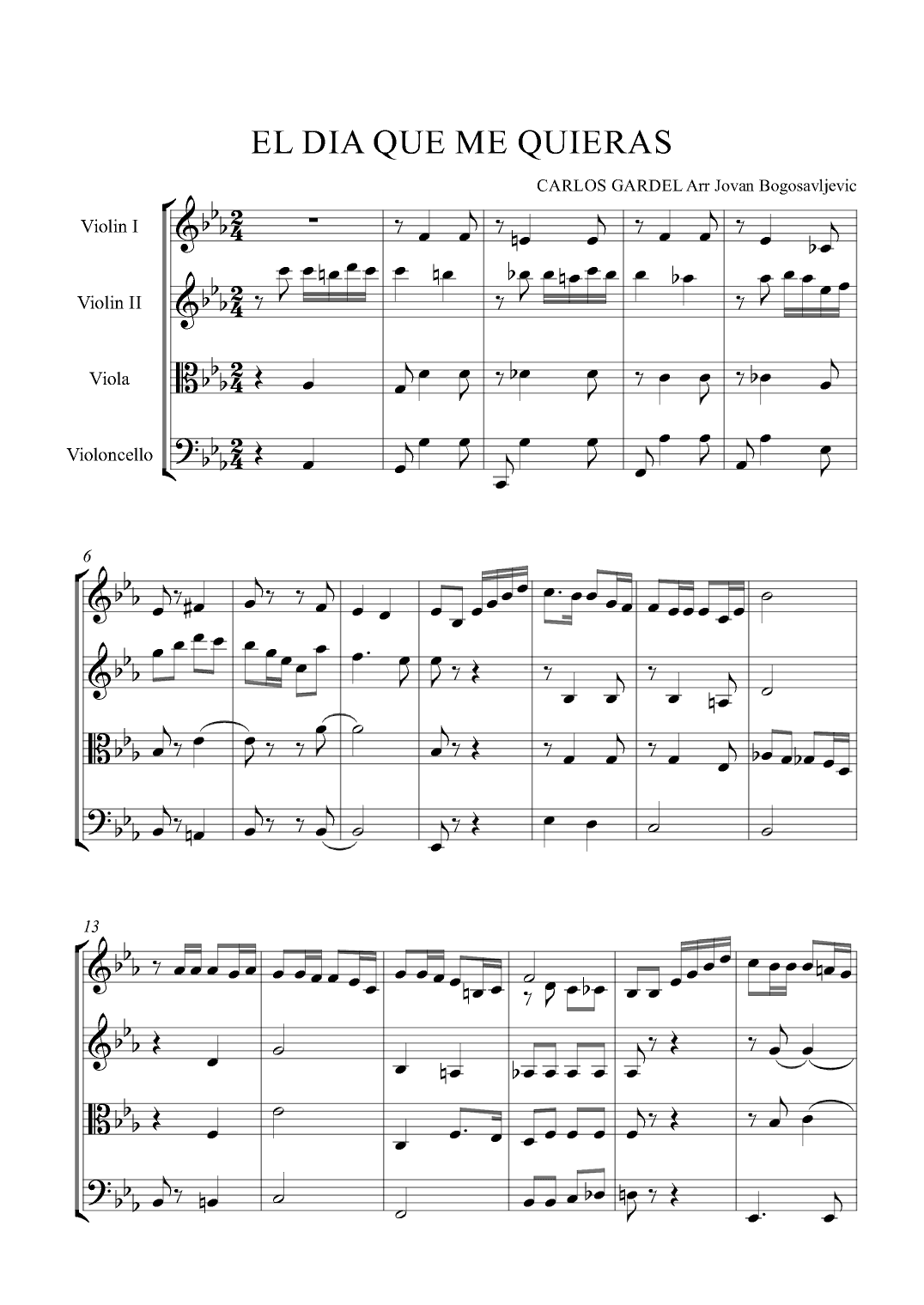 El dia que me quieras (arr. Jovan Bogosavljevic)