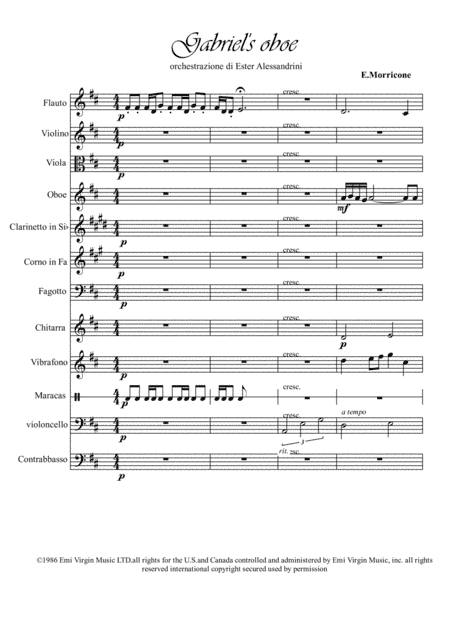 Gabriel's Oboe (arr. Ester Alessandrini)