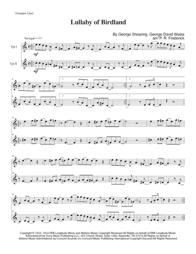 Lullaby Of Birdland (arr. P. R. Frederick)