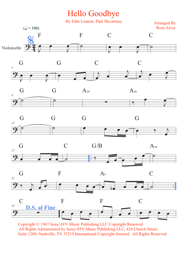 Hello, Goodbye (arr. Rene Alves)