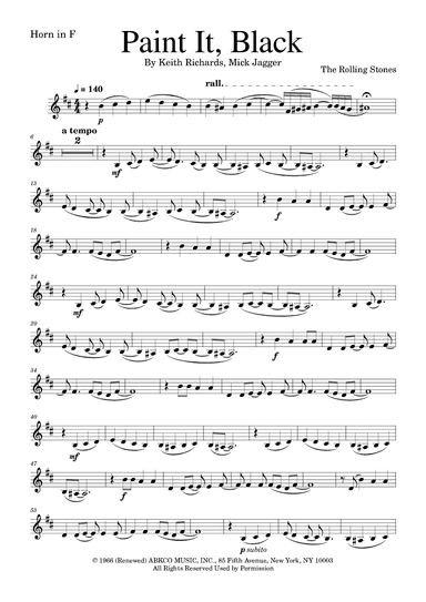Paint It, Black (arr. Golden Skull Editions)