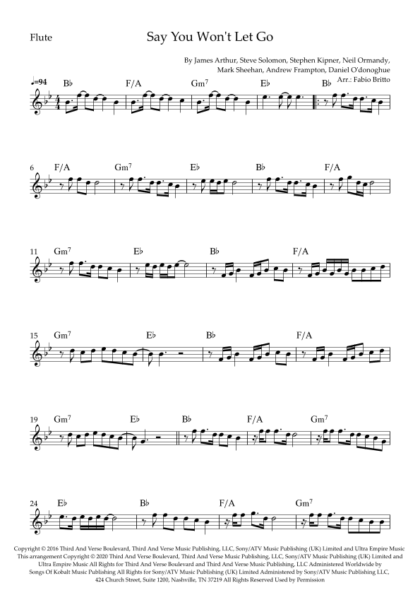 Say You Won't Let Go (arr. Fabio Britto)