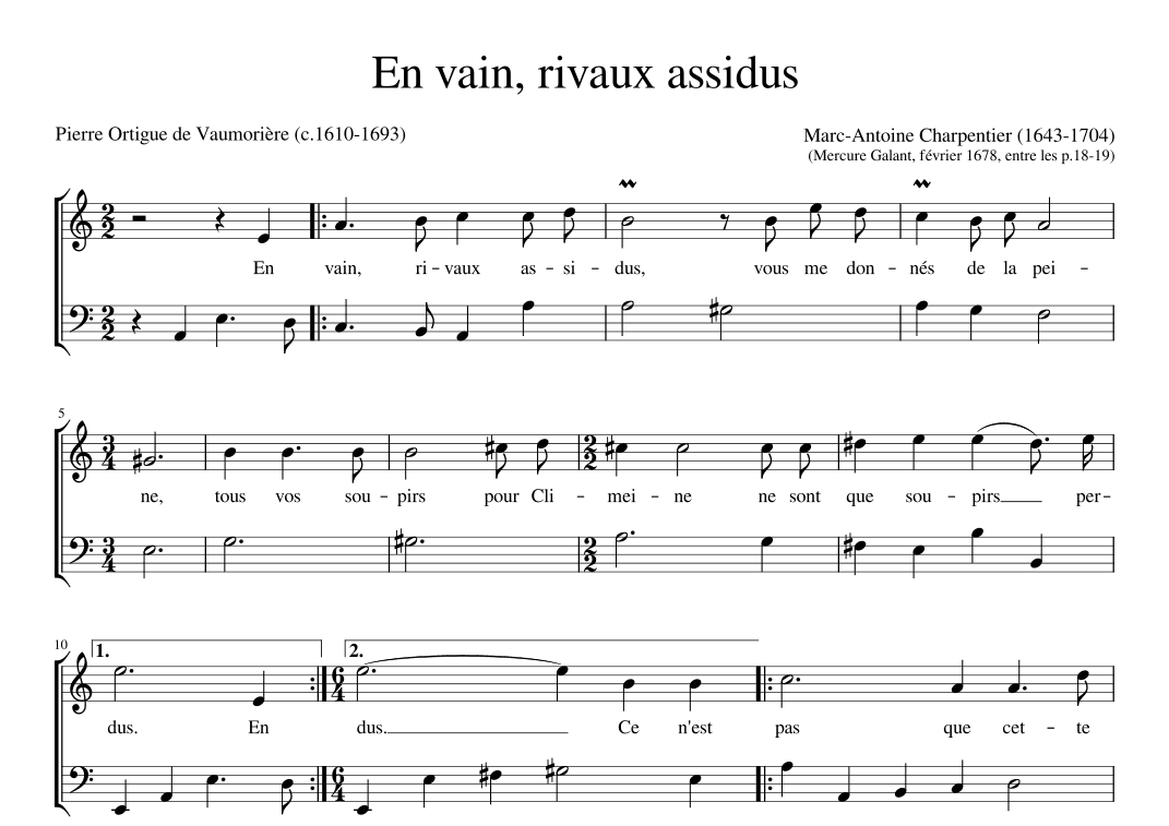 En vain rivaux assidus (arr. Early Music Scores)