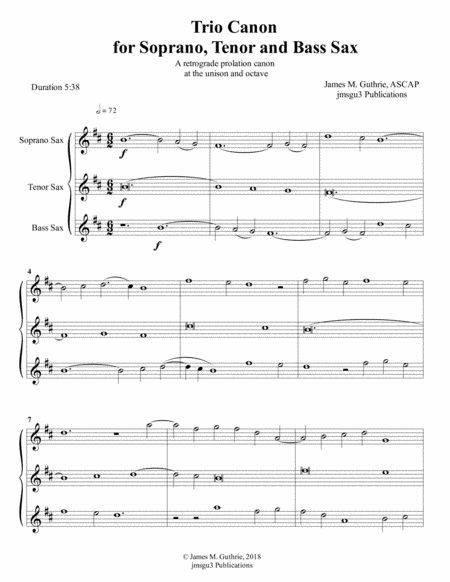 Guthrie: Trio Canon for Soprano, Tenor and Bass Saxophones