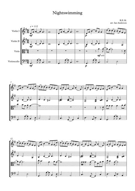 Nightswimming (arr. Ian Anderson)