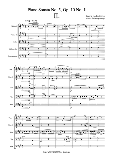 Piano Sonata No. 5, Op. 10 No. 1, 2nd Movement - Score Only (arr. Felipe Queiroga)