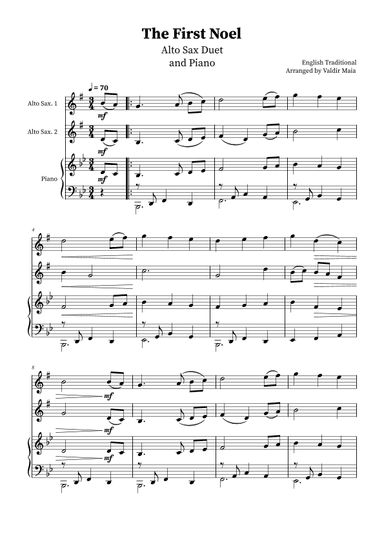 The First Noel - Alto Sax Duet and Piano (arr. Valdir Maia)