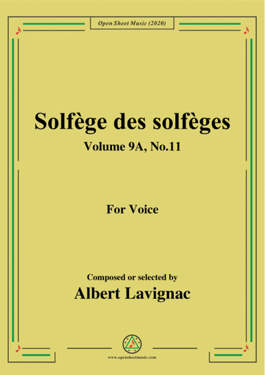 Lavignac-Solfège des solfèges,Volume 9A,No.11,for Voice (arr. MSM)