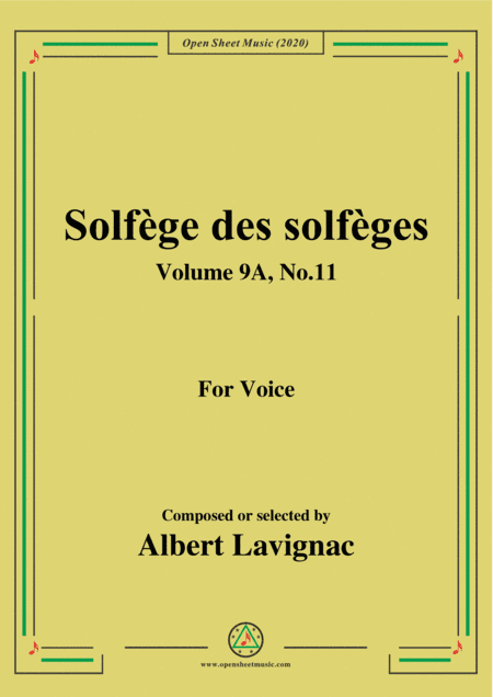Lavignac-Solfège des solfèges,Volume 9A,No.11,for Voice (arr. MSM)