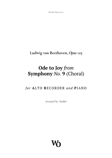 Ode to Joy by Beethoven for Alto Recorder (arr. Ander)