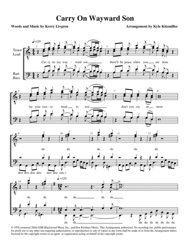 Carry On Wayward Son (arr. Kyle Kitzmiller)