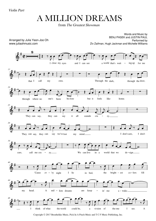 A Million Dreams (arr. JULIA OH MUSIC | Julia Yeon-Joo Oh)