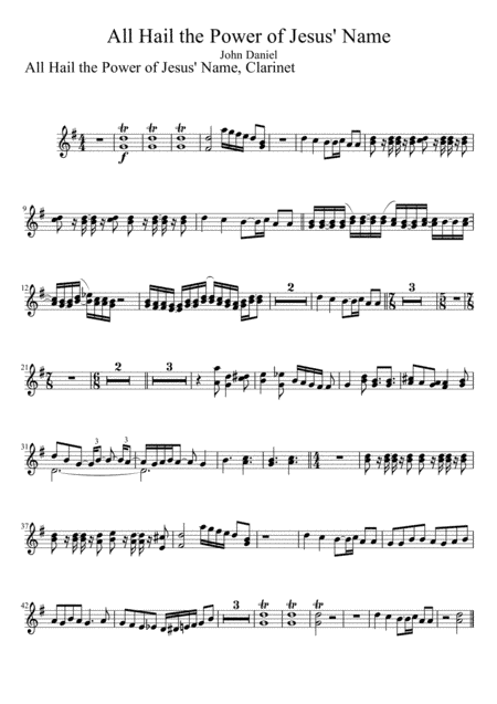 All Hail the Power of Jesus' Name, Clarinet (arr. John W. Daniel)