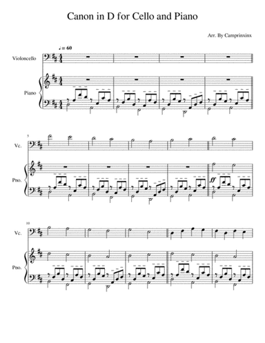 Canon In D Cello Piano (arr. camprinxinx)