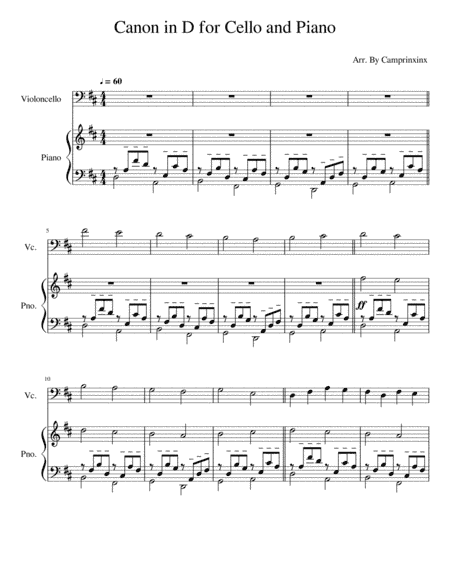 Canon In D Cello Piano (arr. camprinxinx)
