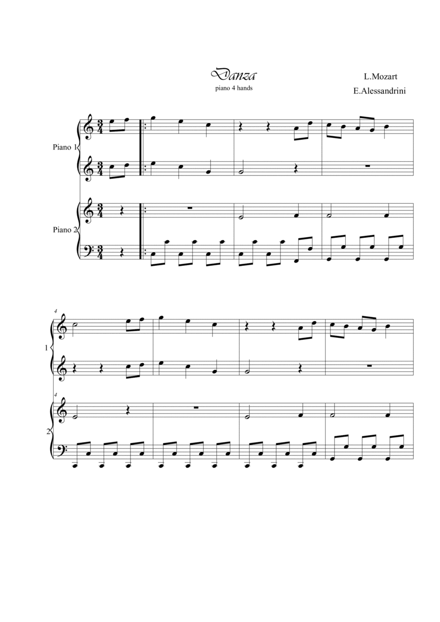 Dance. Piano 4 hands (arr. Ester Alessandrini)