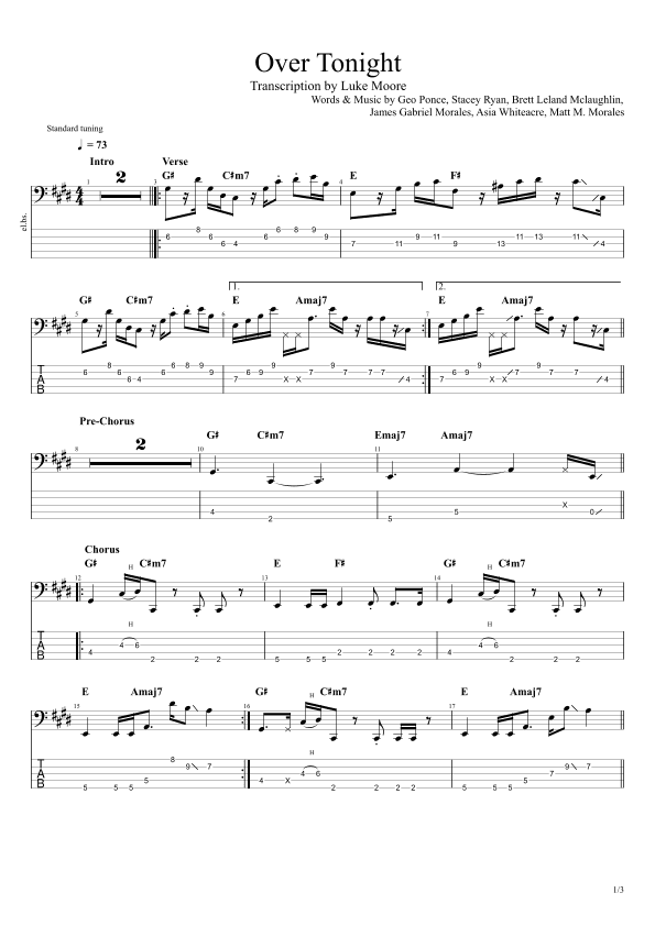 Over Tonight (arr. Luke Moore)