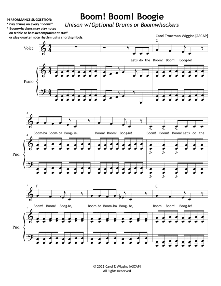 Boom! Boom! Boogie (Unison w/Optional Drums or Boomwhackers)