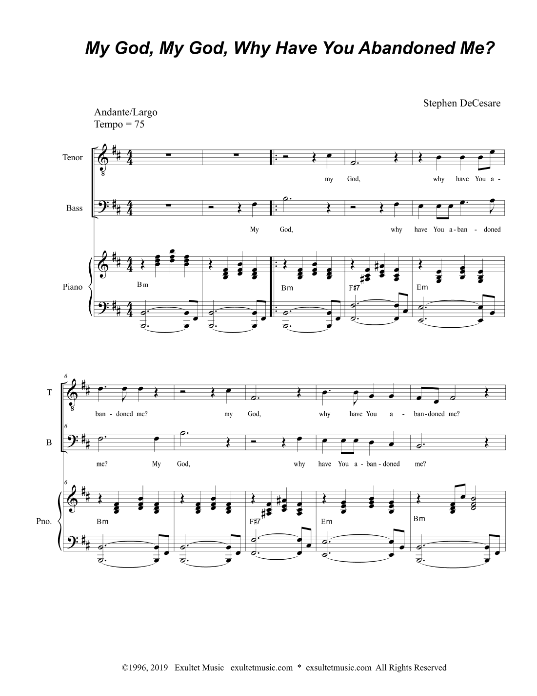 My God, My God, Why Have You Abandoned Me? (2-part choir - (TB)