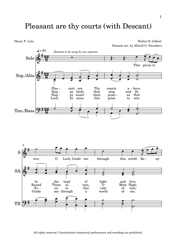 Pleasant are thy courts (with Descant) (arr. Allwell O. Nwankwo)