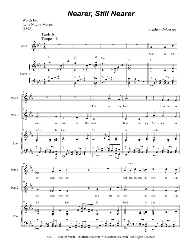 Nearer, Still Nearer (for 2-part choir)