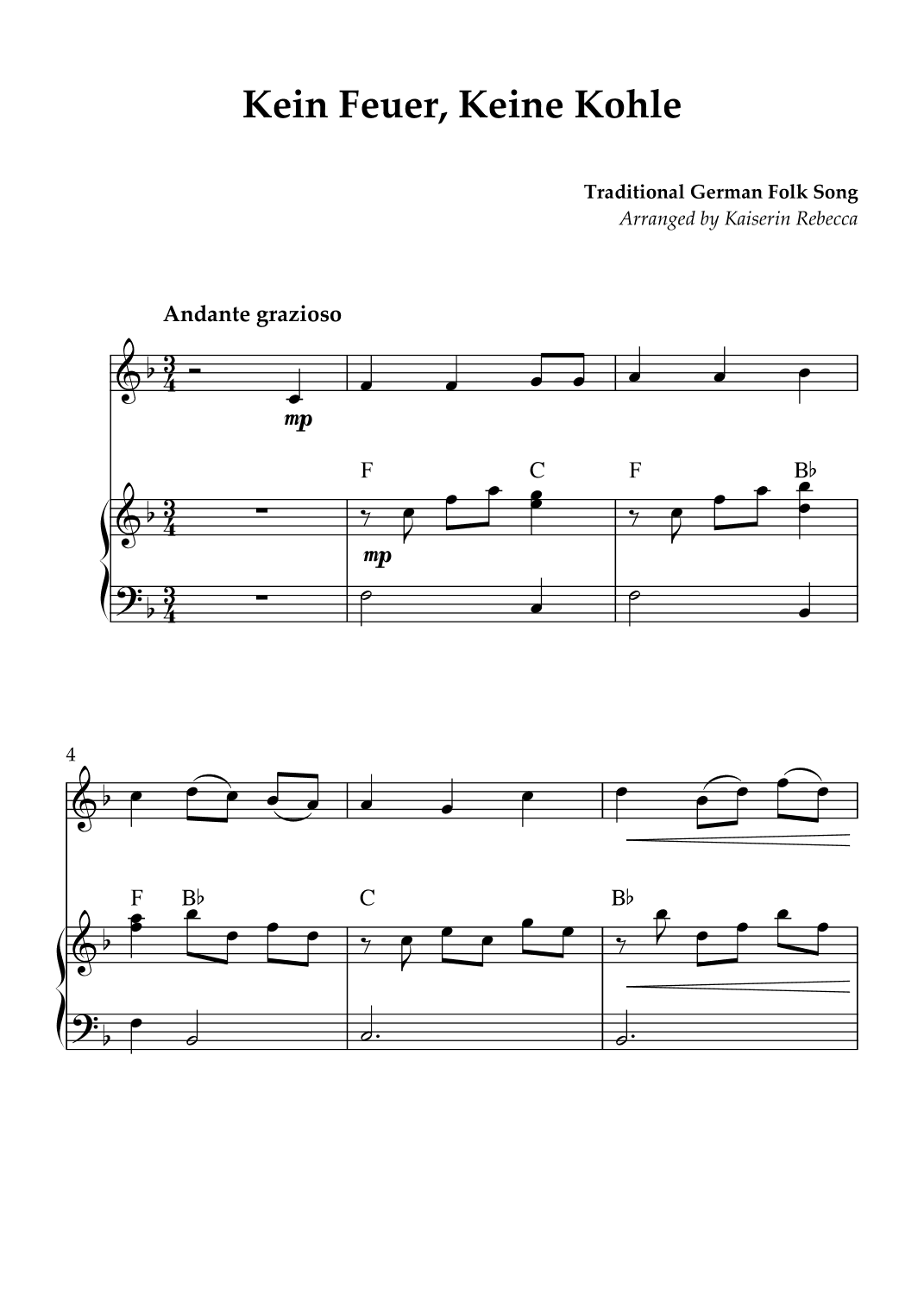 Kein Feuer, Keine Kohle (arr. Kaiserin Rebecca)