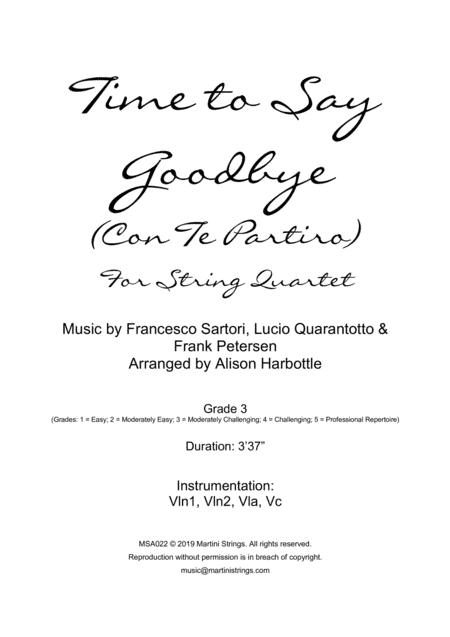 Time To Say Goodbye (arr. Martini Strings)