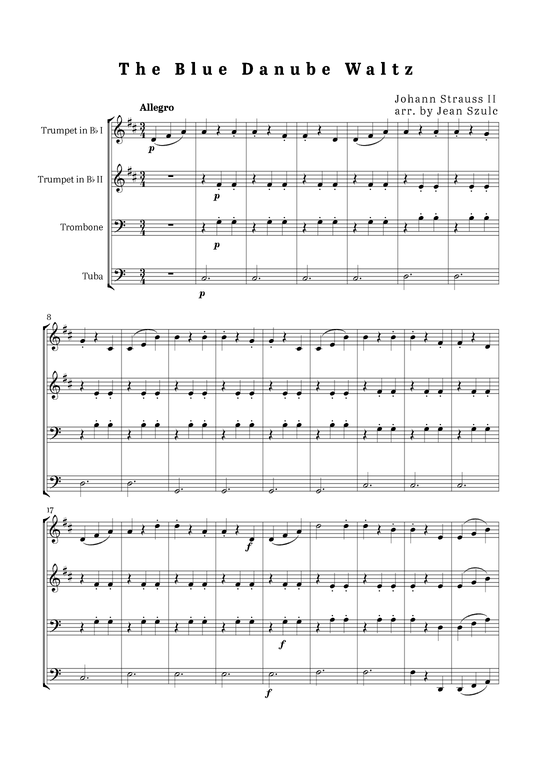 The Blue Danube Waltz - Brass Quartet (arr. Jean Szulc)