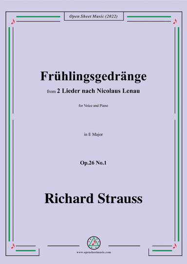 Richard Strauss-Frühlingsgedränge,in E Major,Op.26 No.1,for Voice and Piano (arr. Open Cloud)