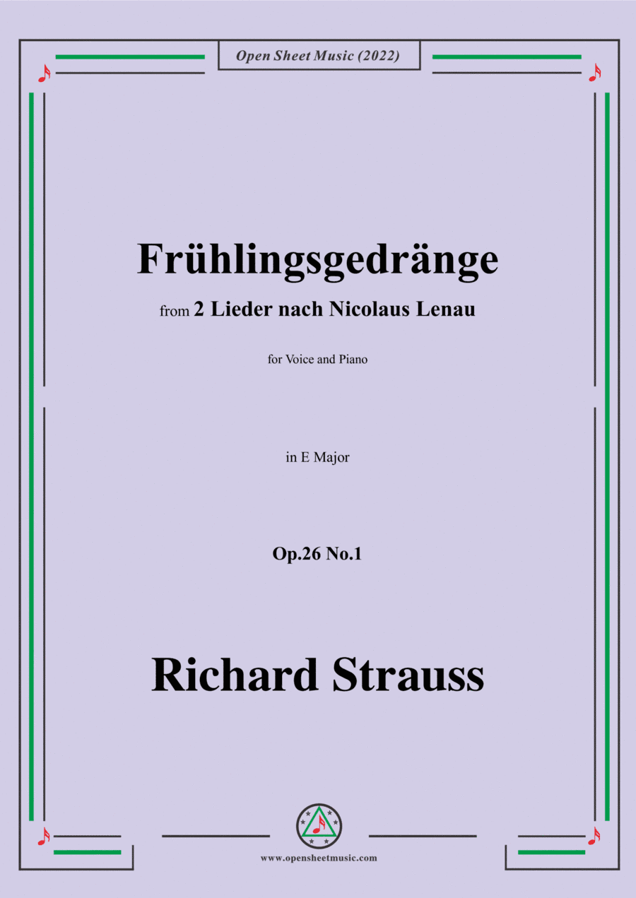 Richard Strauss-Frühlingsgedränge,in E Major,Op.26 No.1,for Voice and Piano (arr. Open Cloud)