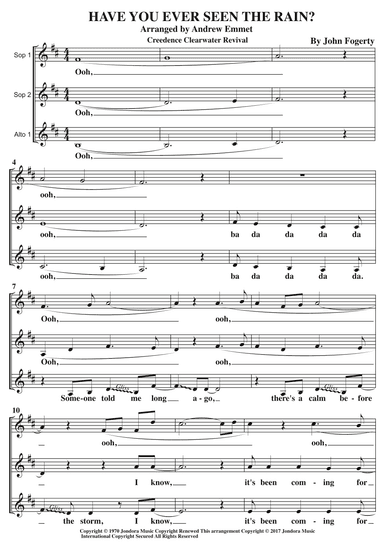 Have You Ever Seen The Rain? (arr. Andrew Emmet)