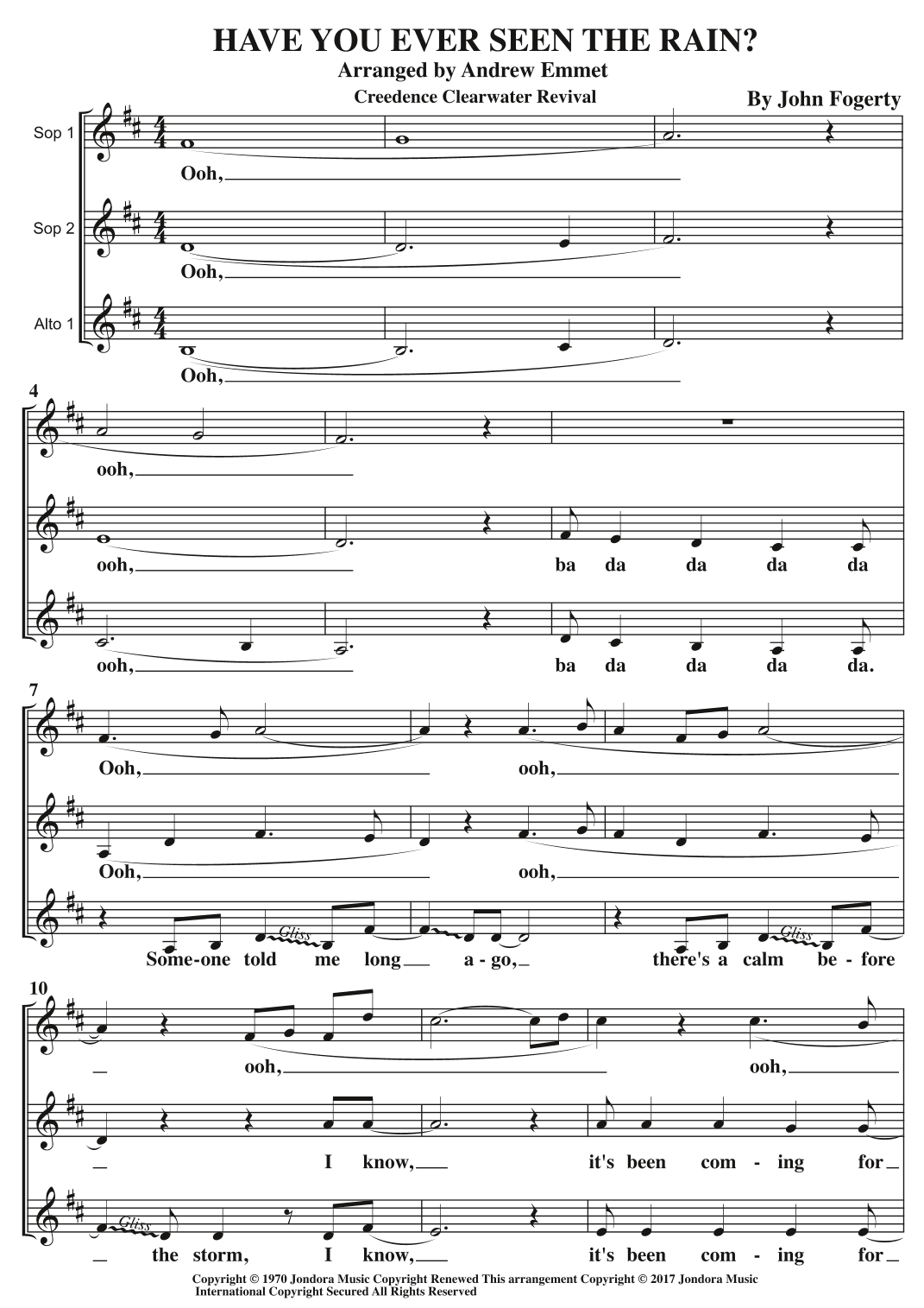 Have You Ever Seen The Rain? (arr. Andrew Emmet)