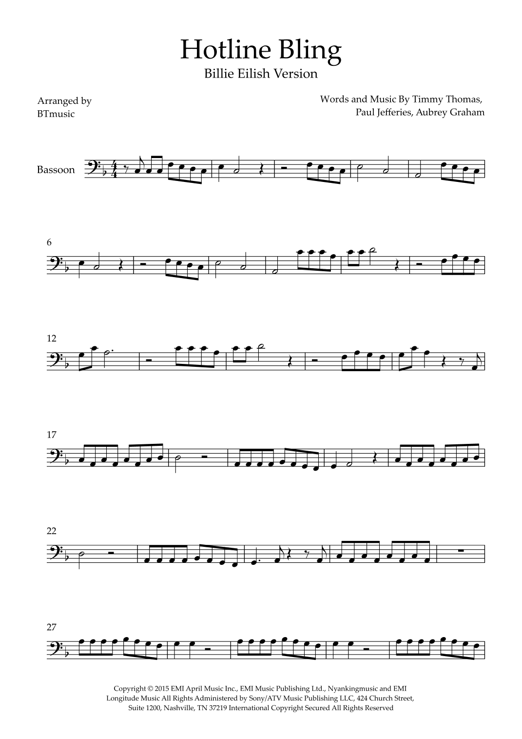 Hotline Bling (arr. BTmusic)