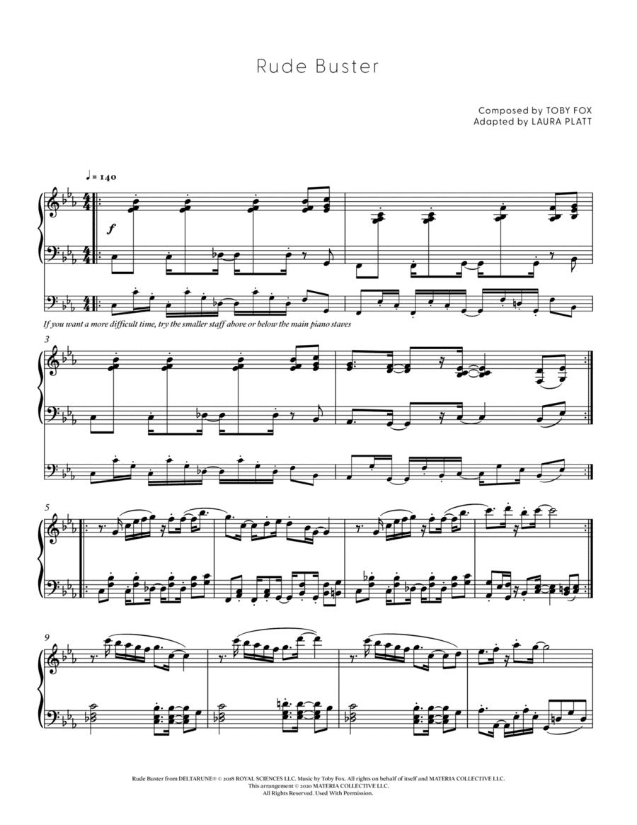 Rude Buster (DELTARUNE - Piano Sheet Music)