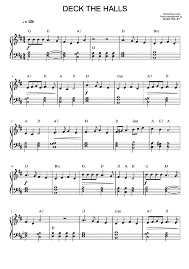 Deck the Halls (easy piano) (arr. Music-holley)