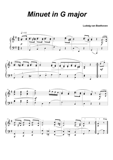 Beethoven Minuet in G (arr. Diego Willian)