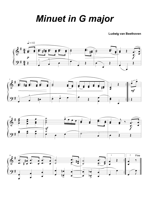 Beethoven Minuet in G (arr. Diego Willian)