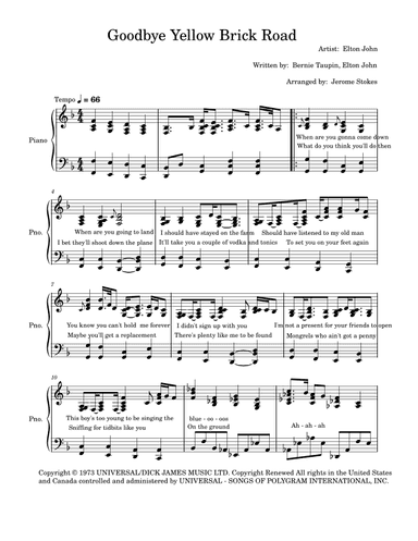 Goodbye Yellow Brick Road (arr. Jerome Stokes)