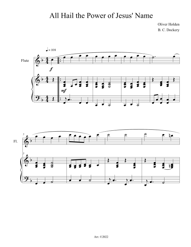 All Hail the Power of Jesus' Name (Flute Solo with Piano Accompaniment) (arr. B. C. Dockery)