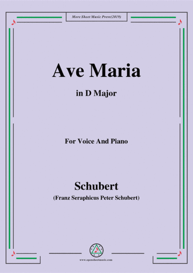 Schubert-Ave maria in D Major,for voice and piano (arr. MSM)