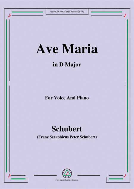 Schubert-Ave maria in D Major,for voice and piano (arr. MSM)