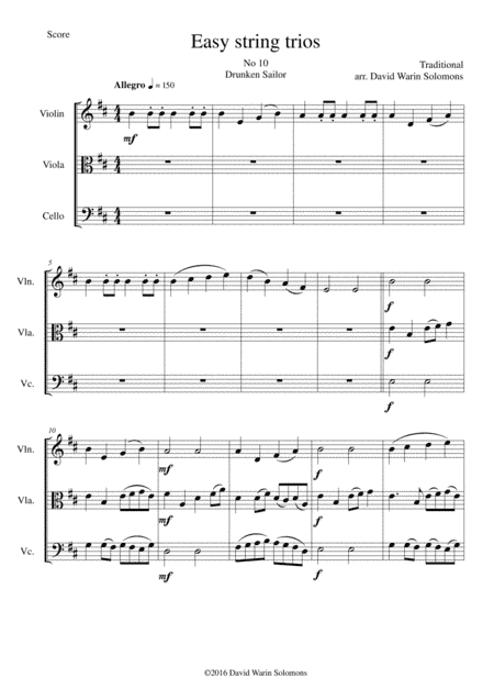 What shall we do with the drunken sailor for string trio (arr. David Warin Solomons)