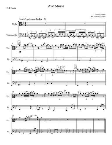 Ave Maria (Franz Schubert) for Viola & Cello Duo (arr. Fernando Britto)