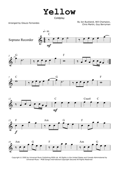 Yellow (arr. Glauco Fernandes)