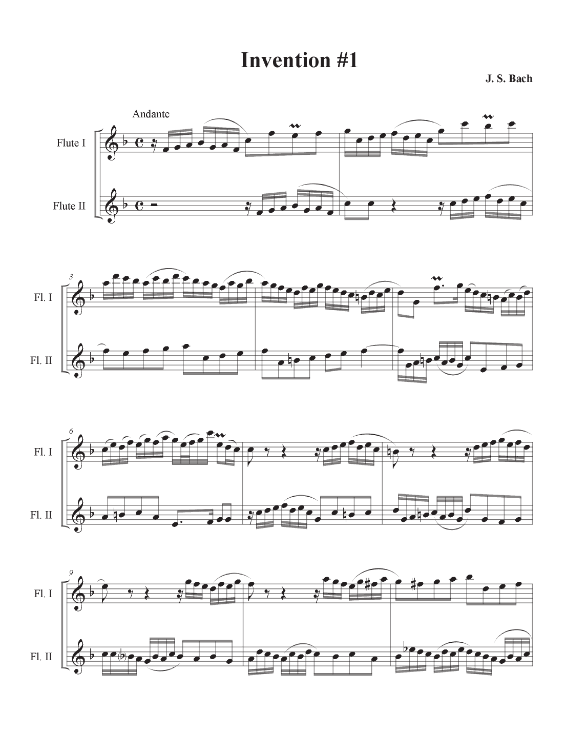 Invention #1 (Flute Duet) (arr. P. R. Frederick)