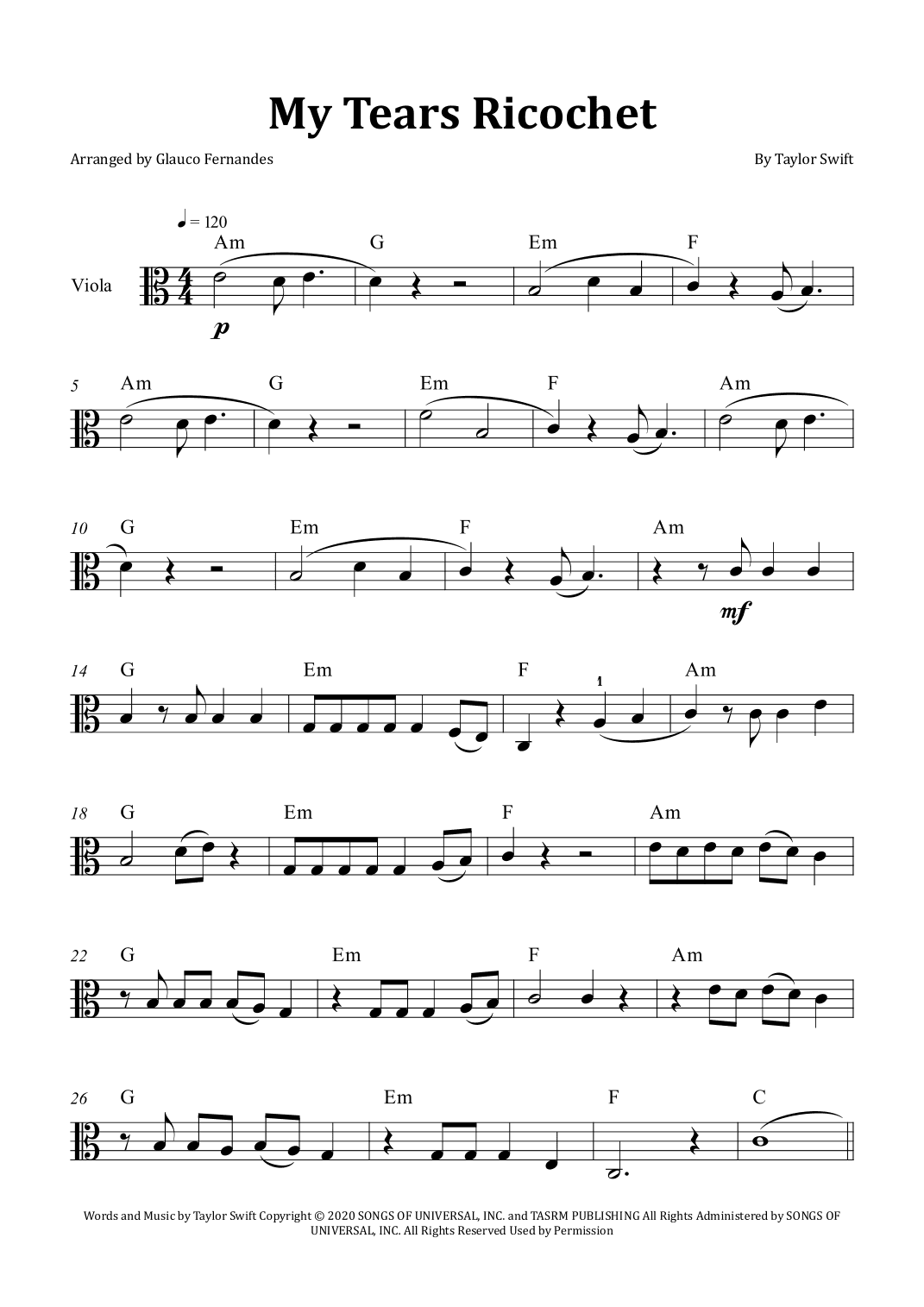 My Tears Ricochet (arr. Glauco Fernandes)