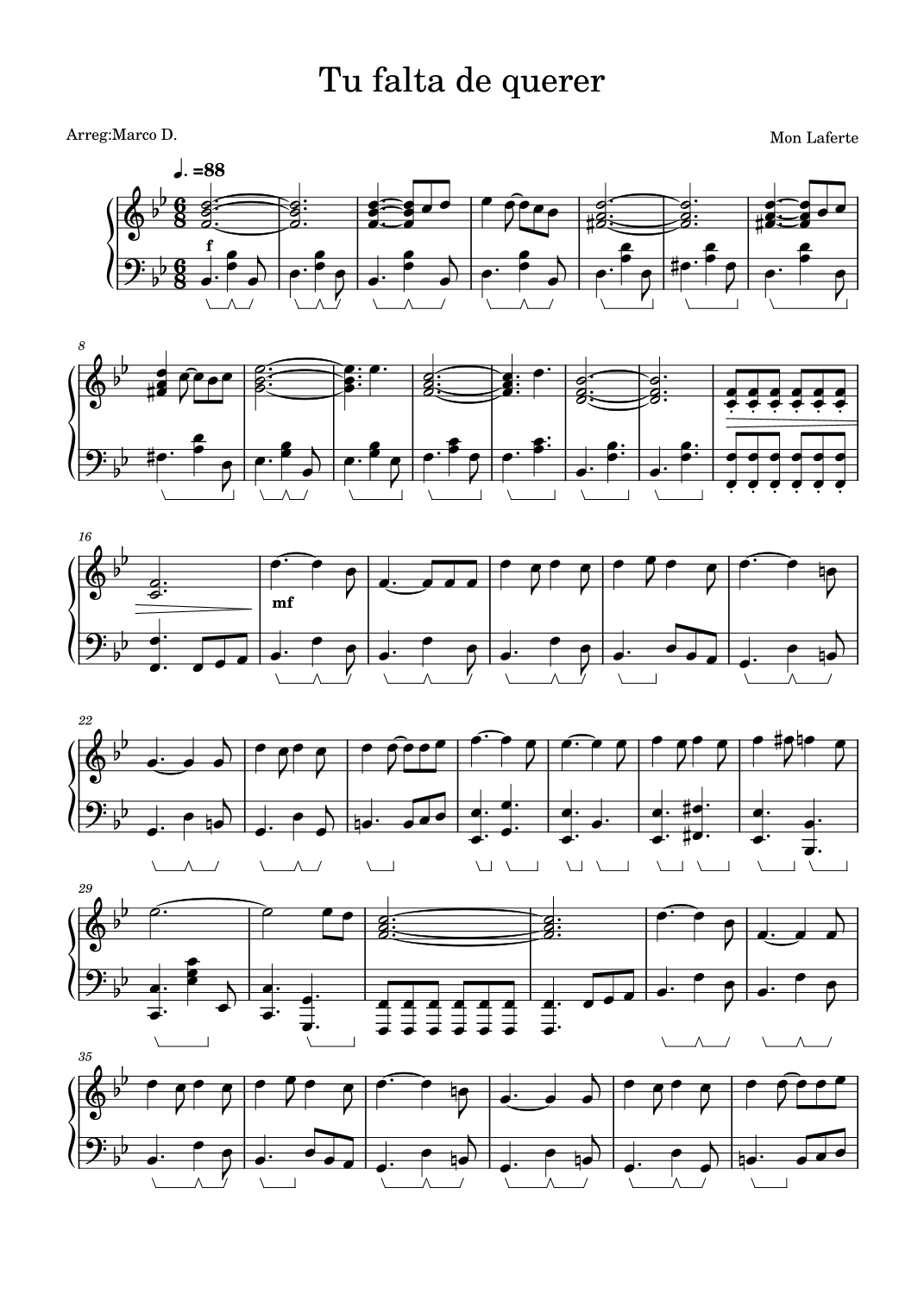 Tu Falta De Querer (arr. Marco D)
