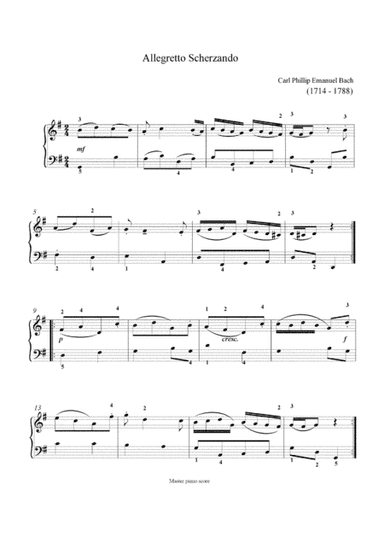 CPE Bach - Allegretto Scherzando (Easy piano arrangement) (arr. MPS)