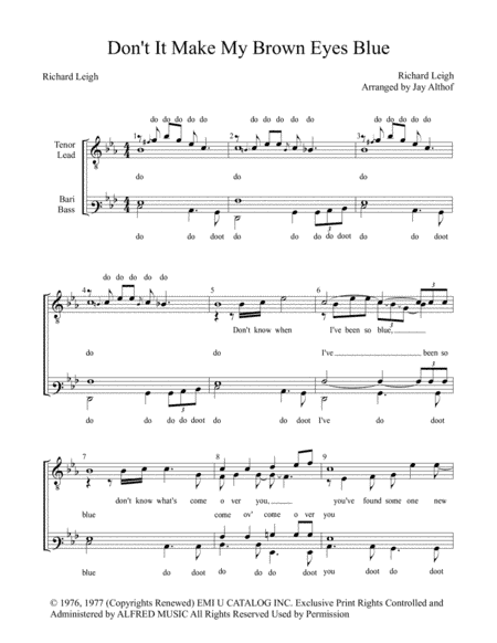 Don't It Make My Brown Eyes Blue (arr. Jay Althof)