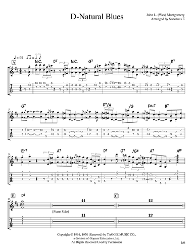 D Natural Blues (arr. Sonorous E)